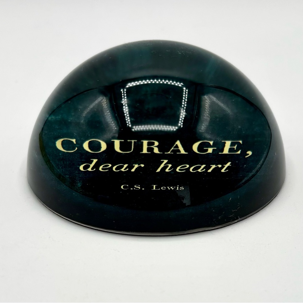 Sugarboo & Co C.S. Lewis Courage Dear Heart Teal Blue Green Paperweight - Picture 3 of 5